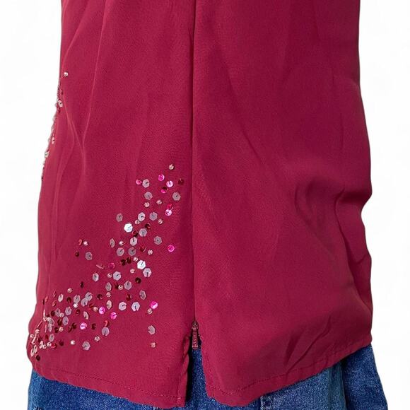 vintage y2k ruby red cowl neck sequin top - Picture 6 of 8